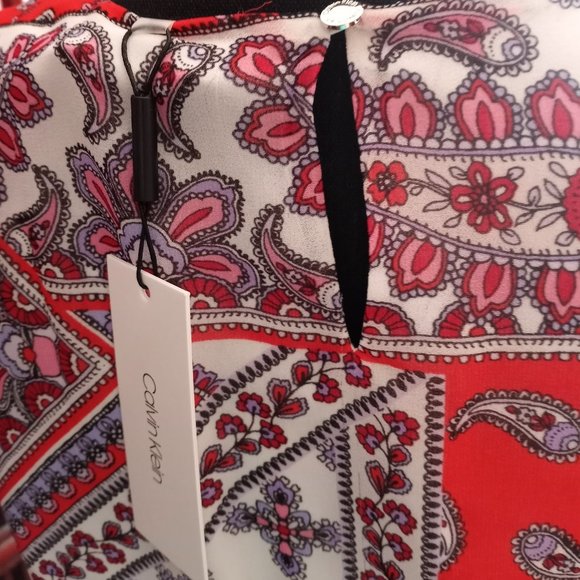 CK, Calvin Klein Red Paisley Dress - Picture 6 of 7